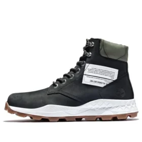 6-Inch Brooklyn-Stiefel mit seitlichem Reißverschluss „Schwarzes Nubukleder mit grünem, gepolstertem Kragen“
