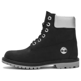 6-Inch Heritage Cupsole Wasserdichte Stiefel „Schwarzes Nubukleder mit silbernem Kragen“