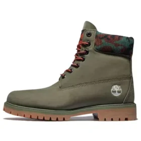 6-Inch Premium-Stiefel „Dunkelgrünes Nubukleder mit Camouflage-Kragen“