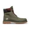 6-Inch Premium-Stiefel „Dunkelgrünes Nubukleder mit Camouflage-Kragen“