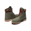 6-Inch Premium-Stiefel „Dunkelgrünes Nubukleder mit Camouflage-Kragen“