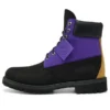6-Inch Premium Waterproof Boot mit breiter Passform „Schwarzes Nubukleder mit Lila“