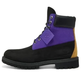 6-Inch Premium Waterproof Boot mit breiter Passform „Schwarzes Nubukleder mit Lila“