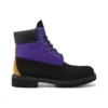 6-Inch Premium Waterproof Boot mit breiter Passform „Schwarzes Nubukleder mit Lila“