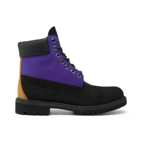 6-Inch Premium Waterproof Boot mit breiter Passform „Schwarzes Nubukleder mit Lila“