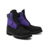 6-Inch Premium Waterproof Boot mit breiter Passform „Schwarzes Nubukleder mit Lila“