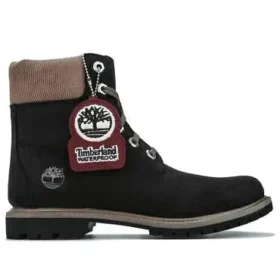 6-Inch Premium Waterproof Boot „Schwarzes Nubukleder mit beigem Cordkragen“