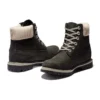 6-Inch Premium Waterproof Boot „Schwarzes Nubukleder mit beigem Cordkragen“