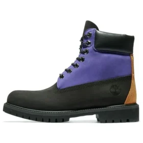 6-Inch Premium Waterproof Boot „Schwarzes Nubukleder mit Lila“