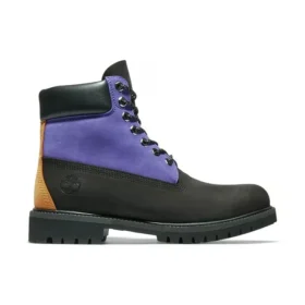 6-Inch Premium Waterproof Boot „Schwarzes Nubukleder mit Lila“