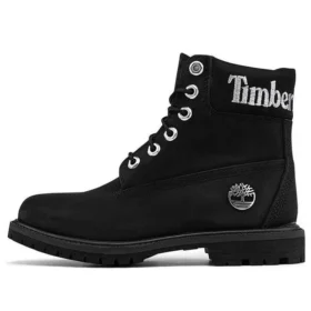 6-Inch Premium Waterproof Boot „Schwarzes Nubukleder mit silbernem Logo“
