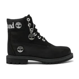 6-Inch Premium Waterproof Boot „Schwarzes Nubukleder mit silbernem Logo“