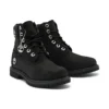 6-Inch Premium Waterproof Boot „Schwarzes Nubukleder mit silbernem Logo“