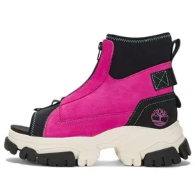 Adley Way Peep-Toe-Stiefel-Sandalen „Very Berry“