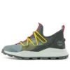 Brooklyn Leder- und Stoff-Oxford-Sneaker „Medium Grey Mesh with Red“
