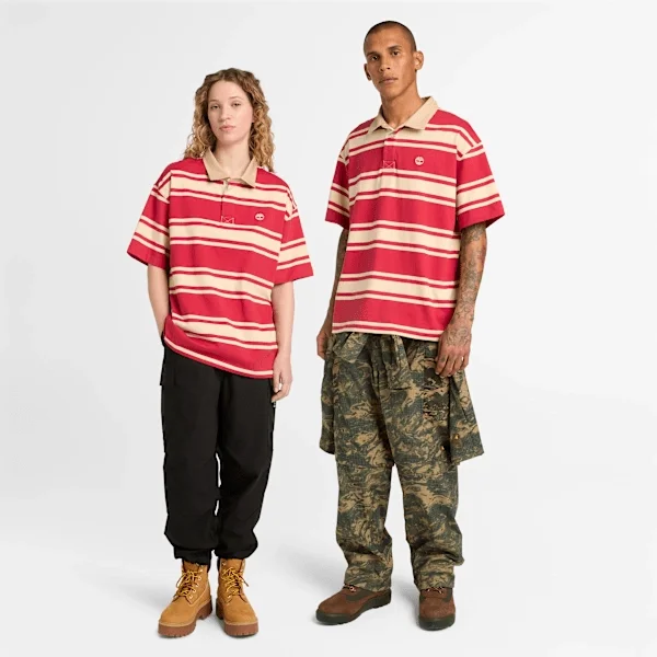 Gestreiftes Kurzarm-Rugby-Poloshirt Gestreiftes Kurzarm-Rugby-Poloshirt