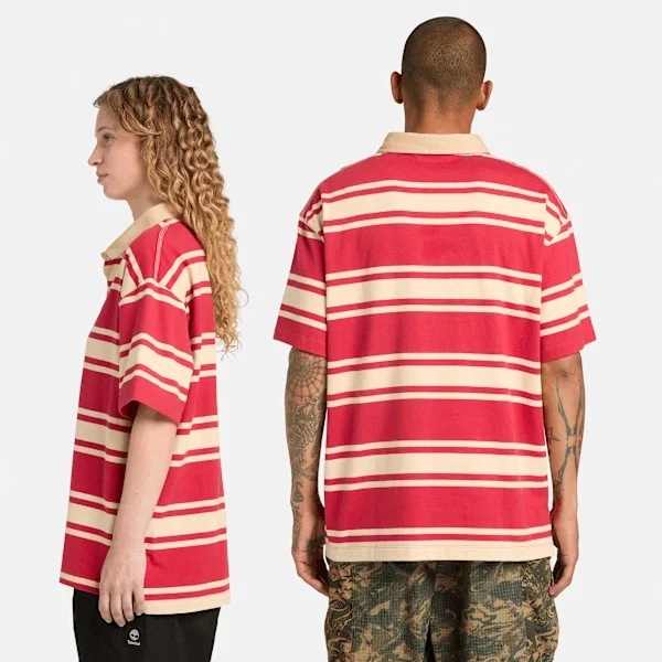 Gestreiftes Kurzarm-Rugby-Poloshirt Gestreiftes Kurzarm-Rugby-Poloshirt