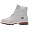 Heritage 6-Inch-Wasserdichte Stiefel „Hellgraues Vollnarbenleder mit silbernem Kragen“