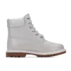 Heritage 6-Inch-Wasserdichte Stiefel „Hellgraues Vollnarbenleder mit silbernem Kragen“