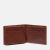 Herren-Bifold-Geldbörse aus gefrästem Leder in Braun Herren-Bifold-Geldbörse aus gefrästem Leder in Braun