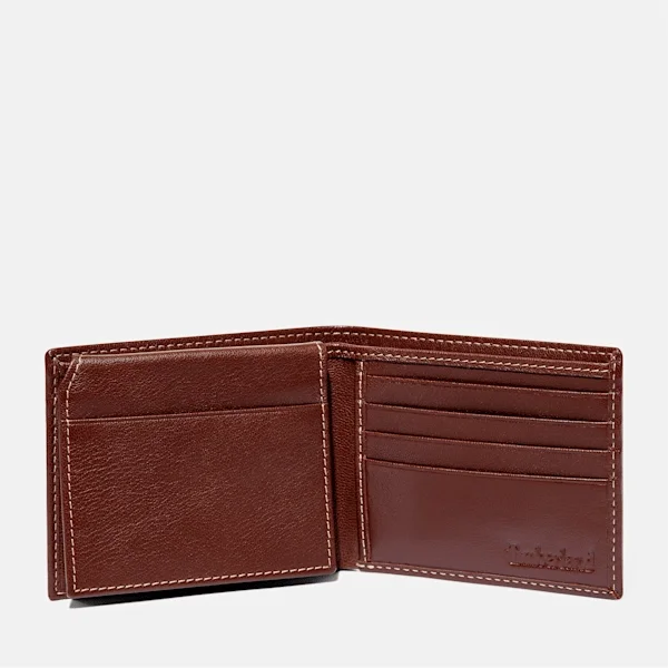 Herren-Bifold-Geldbörse aus gefrästem Leder in Braun Herren-Bifold-Geldbörse aus gefrästem Leder in Braun