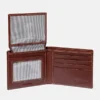 Herren-Bifold-Geldbörse aus gefrästem Leder in Braun Herren-Bifold-Geldbörse aus gefrästem Leder in Braun