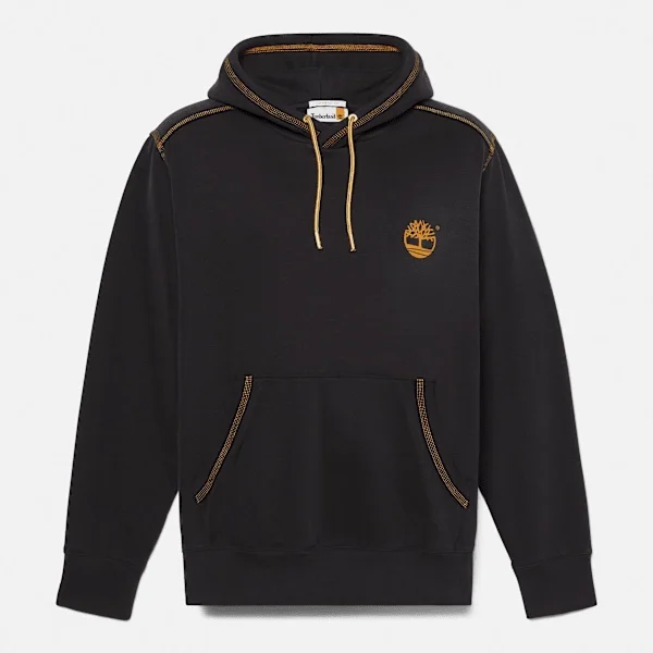 Herren-Hoodie mit kontrastfarbenen Nähten und Logo – Schwarz Herren-Hoodie mit kontrastfarbenen Nähten und Logo – Schwarz