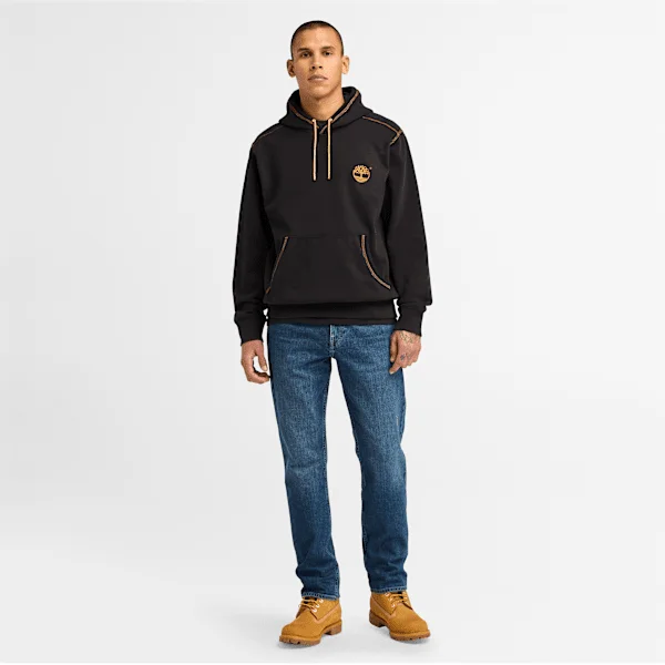Herren-Hoodie mit kontrastfarbenen Nähten und Logo – Schwarz Herren-Hoodie mit kontrastfarbenen Nähten und Logo – Schwarz