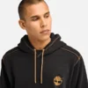 Herren-Hoodie mit kontrastfarbenen Nähten und Logo – Schwarz Herren-Hoodie mit kontrastfarbenen Nähten und Logo – Schwarz