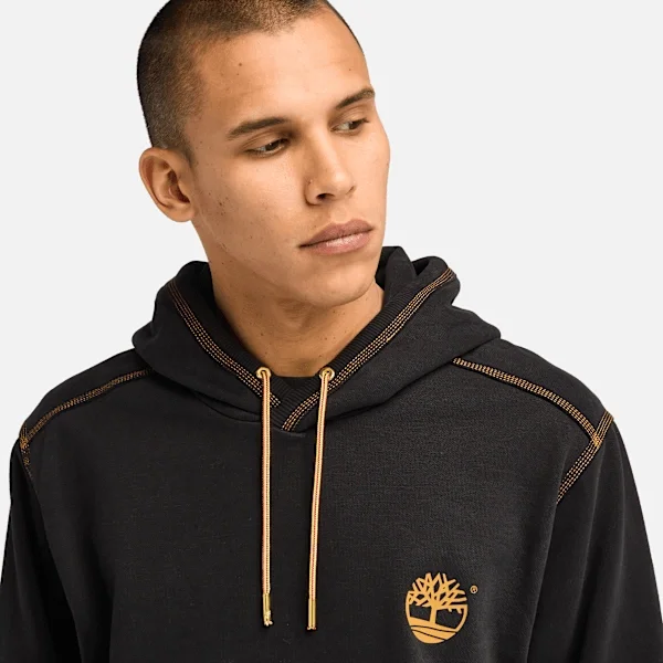 Herren-Hoodie mit kontrastfarbenen Nähten und Logo – Schwarz Herren-Hoodie mit kontrastfarbenen Nähten und Logo – Schwarz