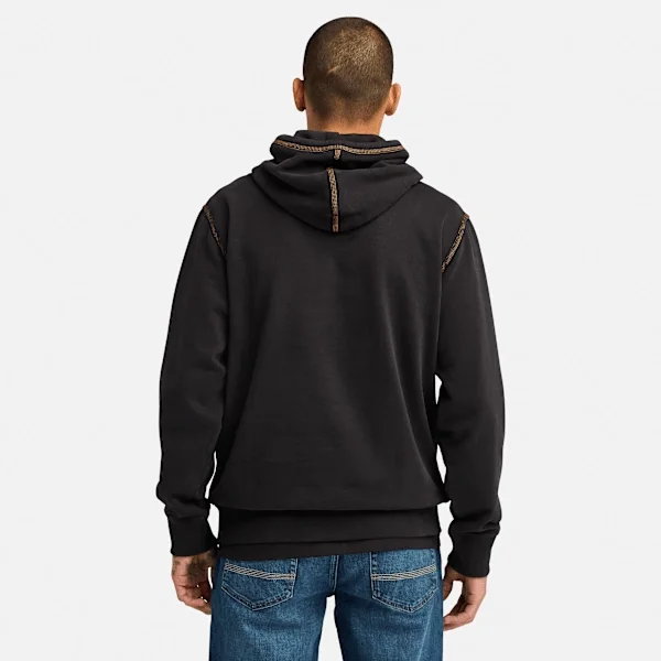Herren-Hoodie mit kontrastfarbenen Nähten und Logo – Schwarz Herren-Hoodie mit kontrastfarbenen Nähten und Logo – Schwarz