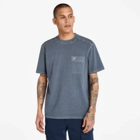 Herren-T-Shirt „Merrymack River“ mit Brusttasche, stückgefärbt