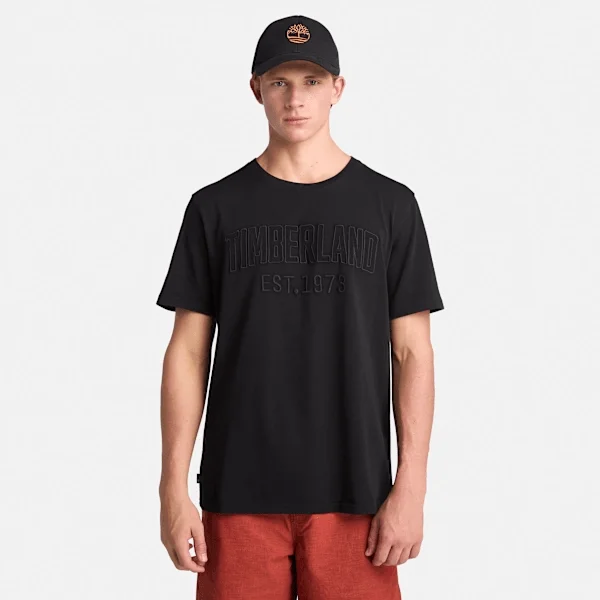 Herren-T-Shirt mit gewaschenem, gesticktem Logo Herren-T-Shirt mit gewaschenem, gesticktem Logo