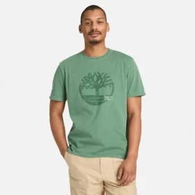 Herren-T-Shirt mit Logo-Grafik, stückgefärbt