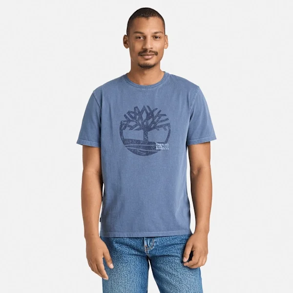 Herren-T-Shirt mit Logo-Grafik, stückgefärbt Herren-T-Shirt mit Logo-Grafik, stückgefärbt