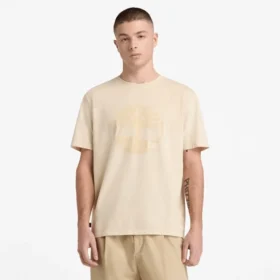 Herren-T-Shirt mit Logo-Grafik, stückgefärbt