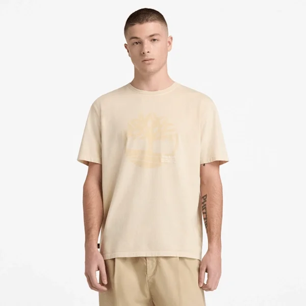 Herren-T-Shirt mit Logo-Grafik, stückgefärbt Herren-T-Shirt mit Logo-Grafik, stückgefärbt