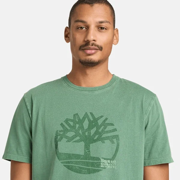 Herren-T-Shirt mit Logo-Grafik, stückgefärbt Herren-T-Shirt mit Logo-Grafik, stückgefärbt