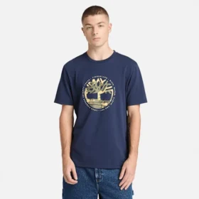 Herren-T-Shirt mit „Tree Logo Lake House“-Grafik