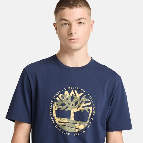 Herren-T-Shirt mit „Tree Logo Lake House“-Grafik Herren-T-Shirt mit „Tree Logo Lake House“-Grafik