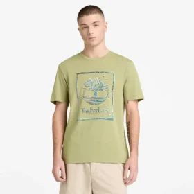 Herren-T-Shirt mit Wasser-Grafik-Logo und kurzen Ärmeln