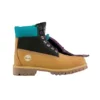 Premium 6-Inch Waterproof Stiefel mit breiter Passform „Weizenfarbenes Nubukleder mit schwarzem und blauem Kragen“