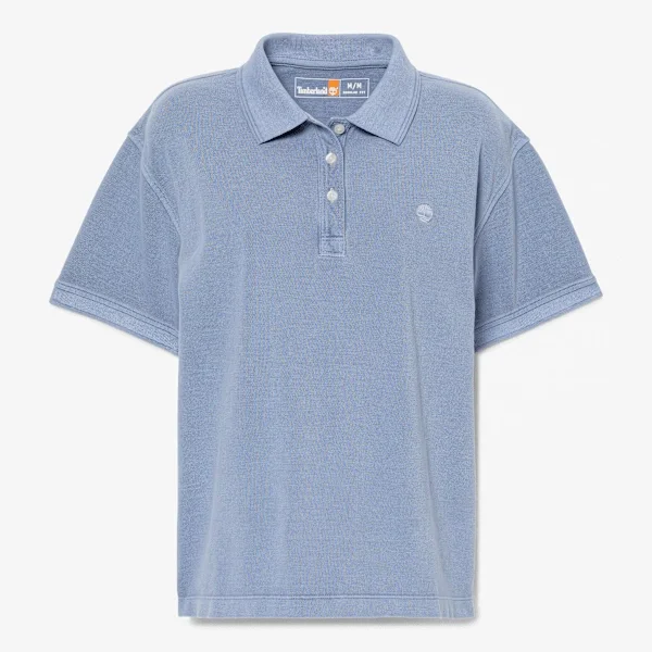 Kurzärmeliges Piqué-Poloshirt für Damen, stückgefärbt Kurzärmeliges Piqué-Poloshirt für Damen, stückgefärbt