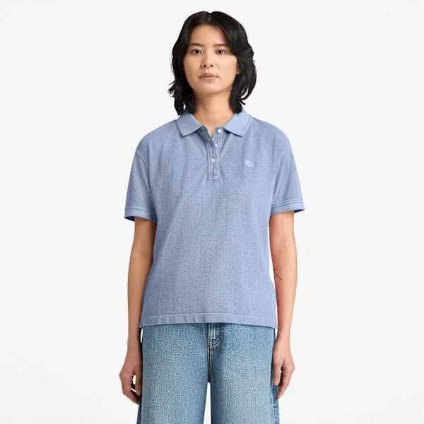 Kurzärmeliges Piqué-Poloshirt für Damen, stückgefärbt Kurzärmeliges Piqué-Poloshirt für Damen, stückgefärbt