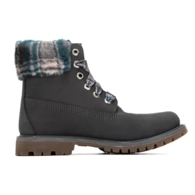 Lindon Woods 6-Inch Boot „Dunkelgraues Nubukleder und schwarzer bedruckter Kragen“