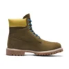 Premium 6-Inch Boot „Olivgrünes Nubukleder mit gelbem Kragen“