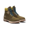 Premium 6-Inch Boot „Olivgrünes Nubukleder mit gelbem Kragen“