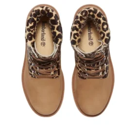 Premium 6-Inch Lace Up Boot „Leopardenmuster Beige Nubuk“