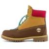 Premium 6-Inch Waterproof Boot „Braunes Nubukleder mit gelbem und rotem Kragen“