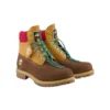 Premium 6-Inch Waterproof Boot „Braunes Nubukleder mit gelbem und rotem Kragen“